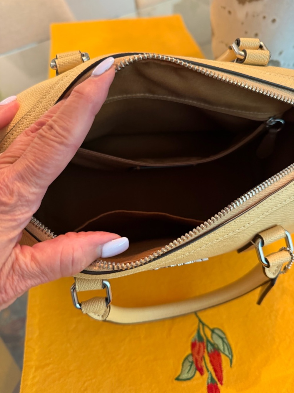 Coach Rowan Satchel Bag in Cream - Picture 5 of 7